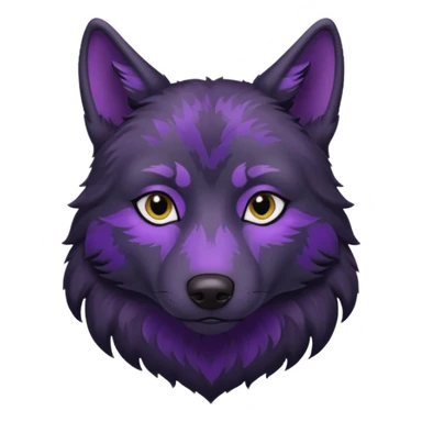 sad black wolf with purple pattern sticker