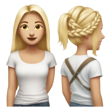 Une fille avec des lunetts roses et un t-shirt blanc un short blanc et une tresse blonde sticker