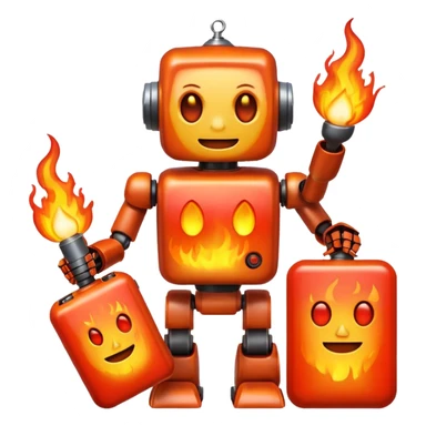 로보트 이모지+불+배터리 sticker