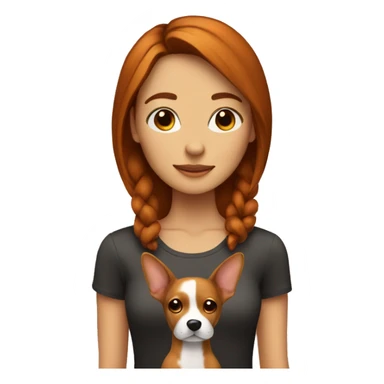 brunette girl with ginger point ears dog  sticker