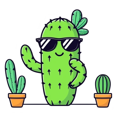 Cactus wearing sunglass sticker