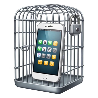 a mobile phone locked in cage sticker