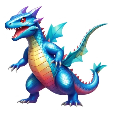 Shiny Exotic Colorful epic Gabite-Salamence-Koraidon-Feraligatr-Fakémon-hybrid-creature (full body)  sticker