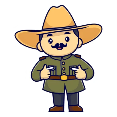 Make me an image of poncho villa leaving advice behind  sticker
