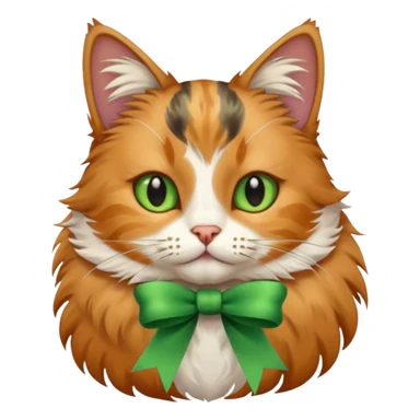cat with green ribbon sticker
