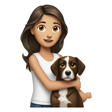 Brunette girl with dog sticker