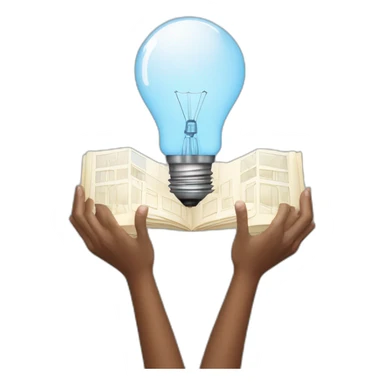 hands holding an architectural plan and a light bulb above sticker