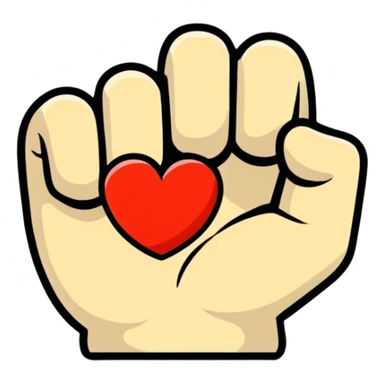 fist icon with a small heart floating above it, clean and modern sticker