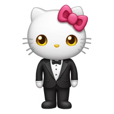 realistic hello kitty wearing a tuxedo sticker