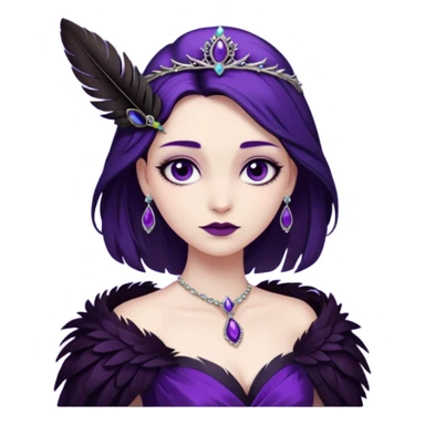 Raven Princess – feather brooch + plum gown,Shadow Princesses. sticker
