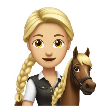 Blonde girl with braid on horseback dark bay arabian sticker