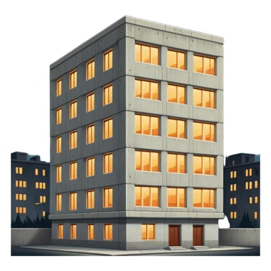a five-story Soviet-era panel house in the night  sticker