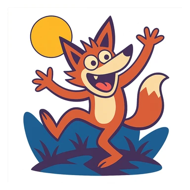 crazy fox dancing under moonlight sticker
