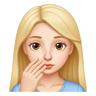Girl holding a nose sticker