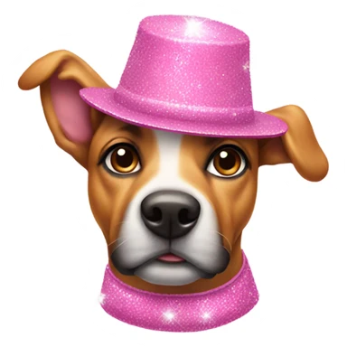 dog with a pink sparkly hat sticker