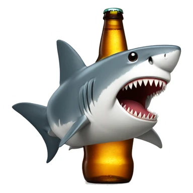 Shark opening large beer bottle with teeth sticker