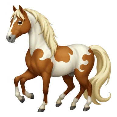 A horse in white with brown spots and a long mane sticker