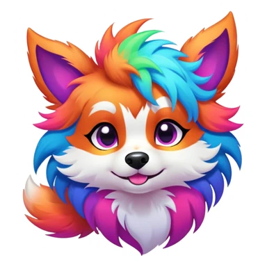 Vibrant multicolored neon-colored Falvie-Fionbri-creature-sparkle-dog-fursona sticker