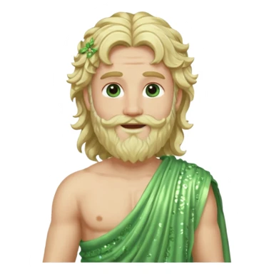 Zephyr, God of Spring Roman Deities with long blonde wavy hair and beard, pale green sequin toga sticker