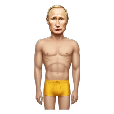 vladimir putin wearing a swimming trunk hyperrealistic sticker