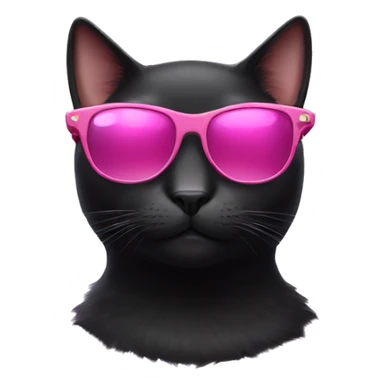 black Cat with pink sunglasses sticker