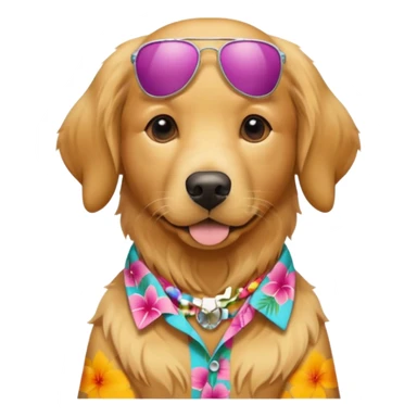 Goldern Dog – wearing colorful aloha shirt sticker