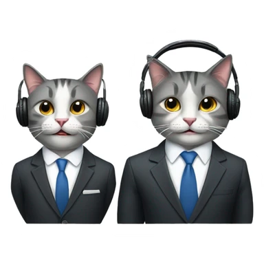 2 happy cats dressed in suits wearing headphones  sticker