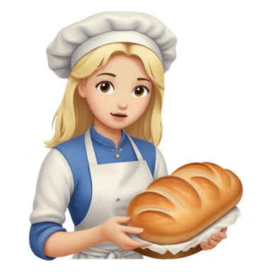 Unwell and sick blonde hair girl baking bread sticker