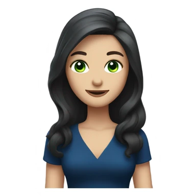 a brunette with long hair and green eyes in a dark blue dress winks sticker