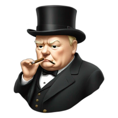 Churchill smoking a cigar sticker