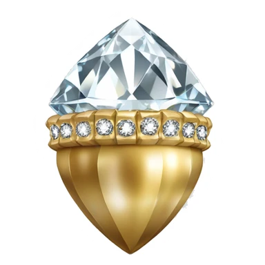a Diamond Acorn, sparkling cut diamond, with stem of gold sticker