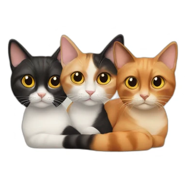 three cats. orange, black and siamese sticker