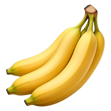 Cinematic bright yellow banana, smooth peel with gentle curves, slightly ripened, stacked in a charming bunch, warm glowing background, soft and inviting. sticker