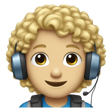 blonde curly hair blue eyed boy with headset  sticker