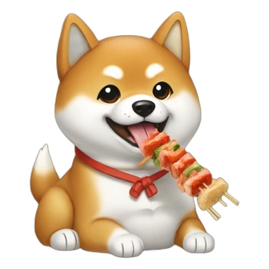 Shiba eating yakitori sticker
