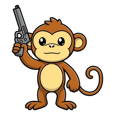 Monkey with a gun sticker