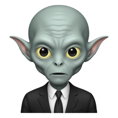 an old alien with black suit sticker