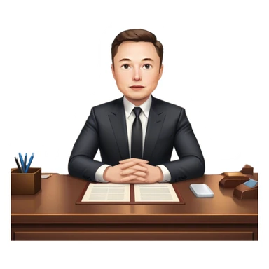 elon musk sitting at president desk  sticker