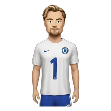 Leonardo DiCaprio in a Chelsea shirt sticker