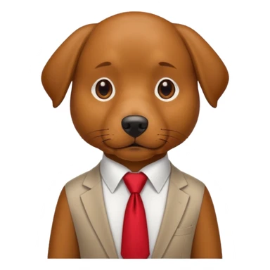 brown dog with red tie,whiteshirt sticker