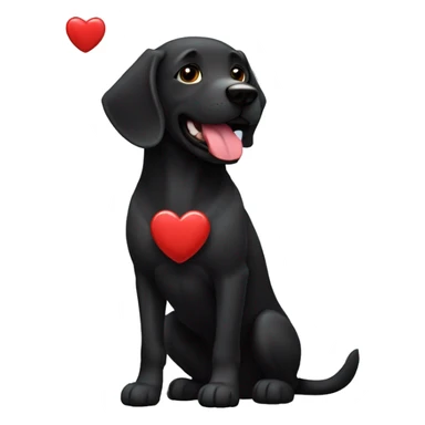 Perro negro con un corazón partido en el pecho sticker