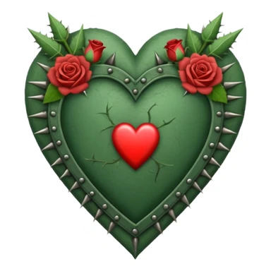 Can you make a sage green heart with a gothic design, I want roses and spikes around the heart. In the middle of the heart the letter I sticker