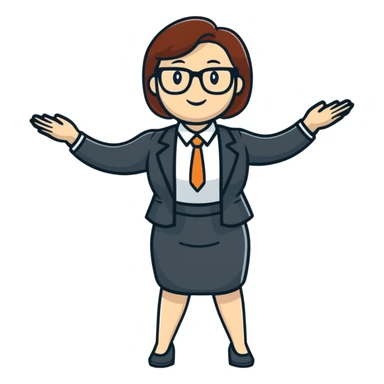 Female accountant spreading arms to the sides sticker