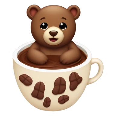 Baby bear inside of a cup of cocoa sticker