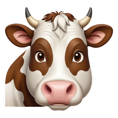 cinematic-noble-brown-and-white-cow-portrait-emoji,-poised-and-regal,-with-a-large,-sturdy-build-and-a-beautifully-patterned-hide-of-rich-brown-accented-by-crisp-white-patches,-deep-set-soulful-brown-eyes,-simplified-yet-sharp-and-sophisticated sticker