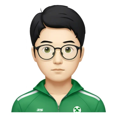 Cho Sang-woo Age: Late 30s
Appearance: have glasses, A well-groomed man with neatly combed black hair, sharp facial features, and a more composed demeanor.
Outfit: Green player tracksuit sticker