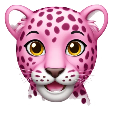 pink leopard smiling   sticker