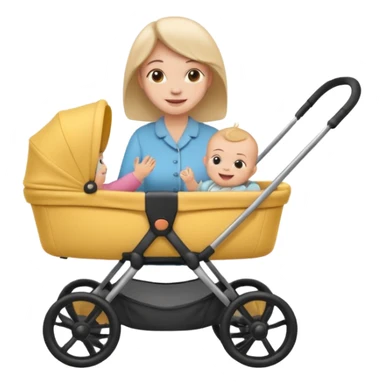 baby stroller with baby inside and mother pushing it, Emoji sticker