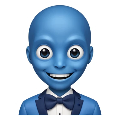 Blue alien with navy bowtie sticker