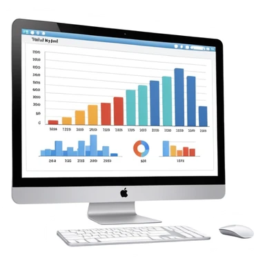 computer screen displaying a single presentation slide with a title line and a chart  sticker
